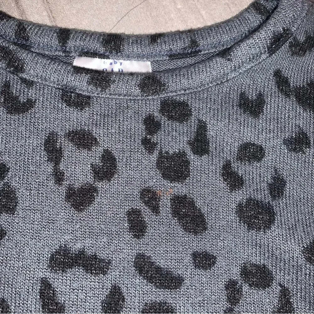 GAP Charcoal Black Leopard Print Long Sleeve Dress